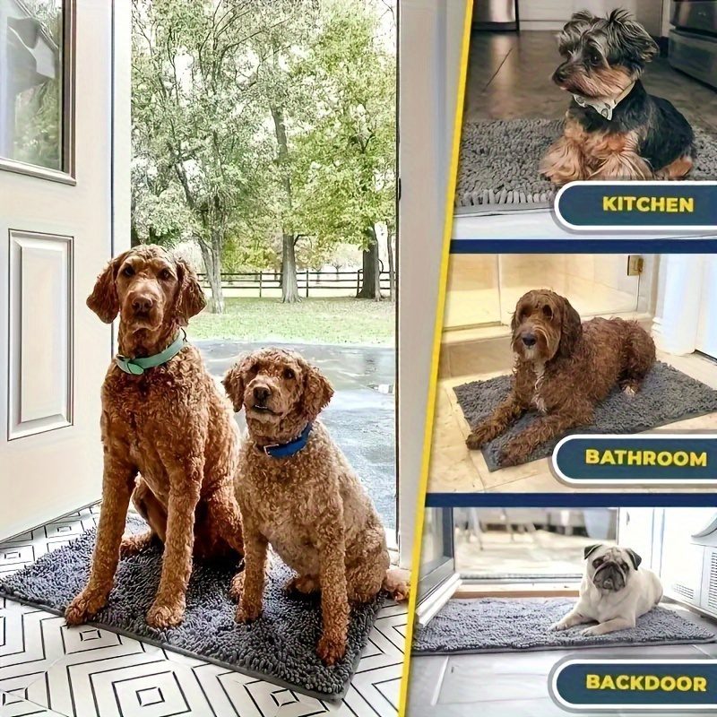 Quick-Dry Microfiber 1pc Dog Door Mat - Non-Slip, Washable, Absorbs Moisture & Dirt - Perfect for Muddy Paws, Indoor Entryway Rug for Clean Floors, Durable Polyester Material