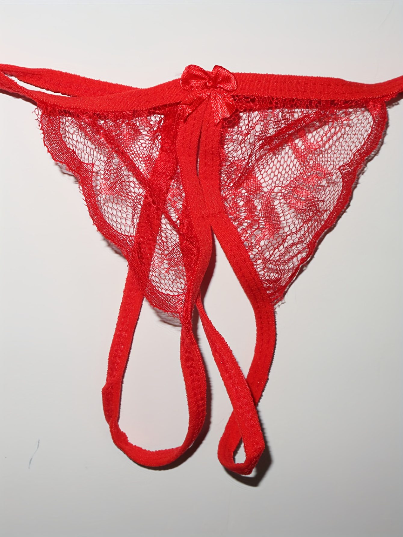Floral Lace Thongs, Sheer Scallop Trim Open Crotch Panties, Women's Sexy Lingerie & Underwear