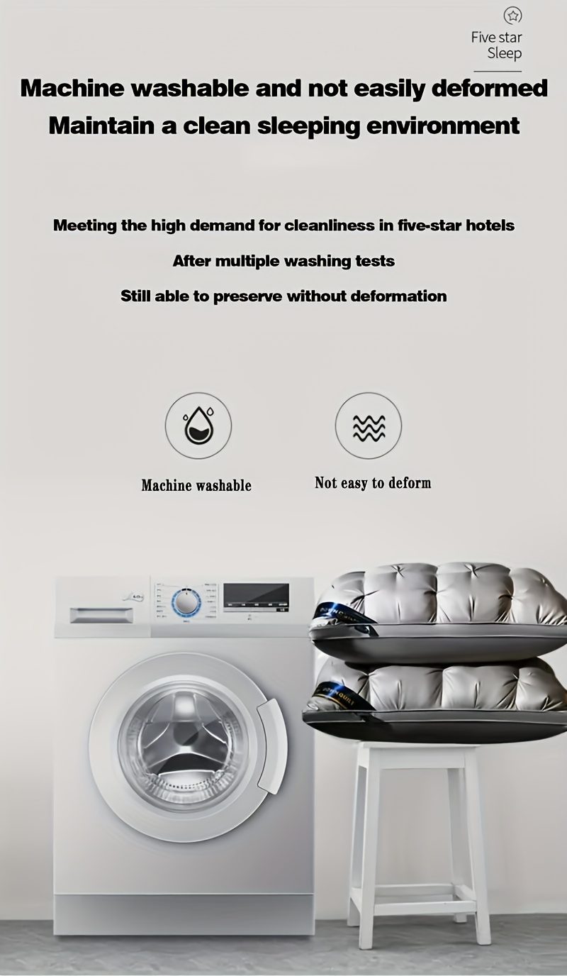 2pcs Luxury 5-Star Hotel Quality Pillows, 19x29 inches - Deep Sleep Neck Support, Four Seasons Non-Collapse High Pillow Core, Low Allergy Polyester Fiber Cover, Machine Washable, Modern Pillow Design | Soft Texture Surface, Sleeping Pillow