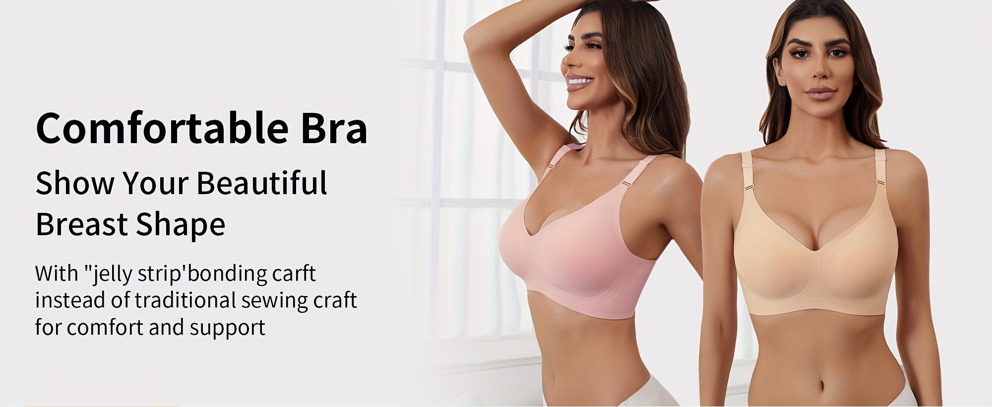 Solid Seamless Wireless Cami Bra, Comfy Push Up Bra for Women's Lingerie & Underwear