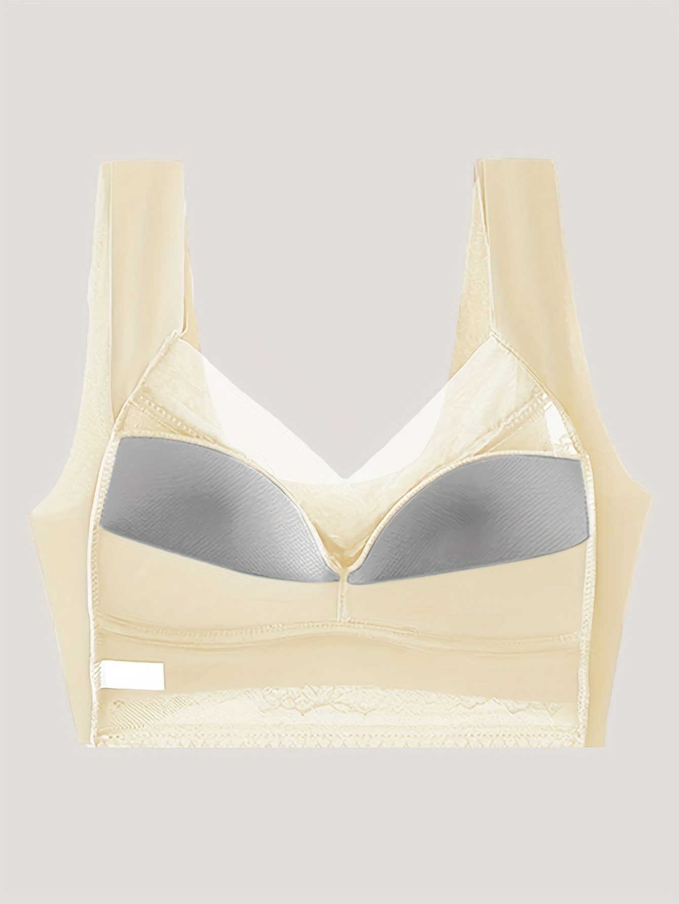 [1pc Wireless Push Up Bra] 1pc Solid Lace Wireless Tank Bra, Sexy Comfy Push Up Bra, Women's Lingerie & Underwear